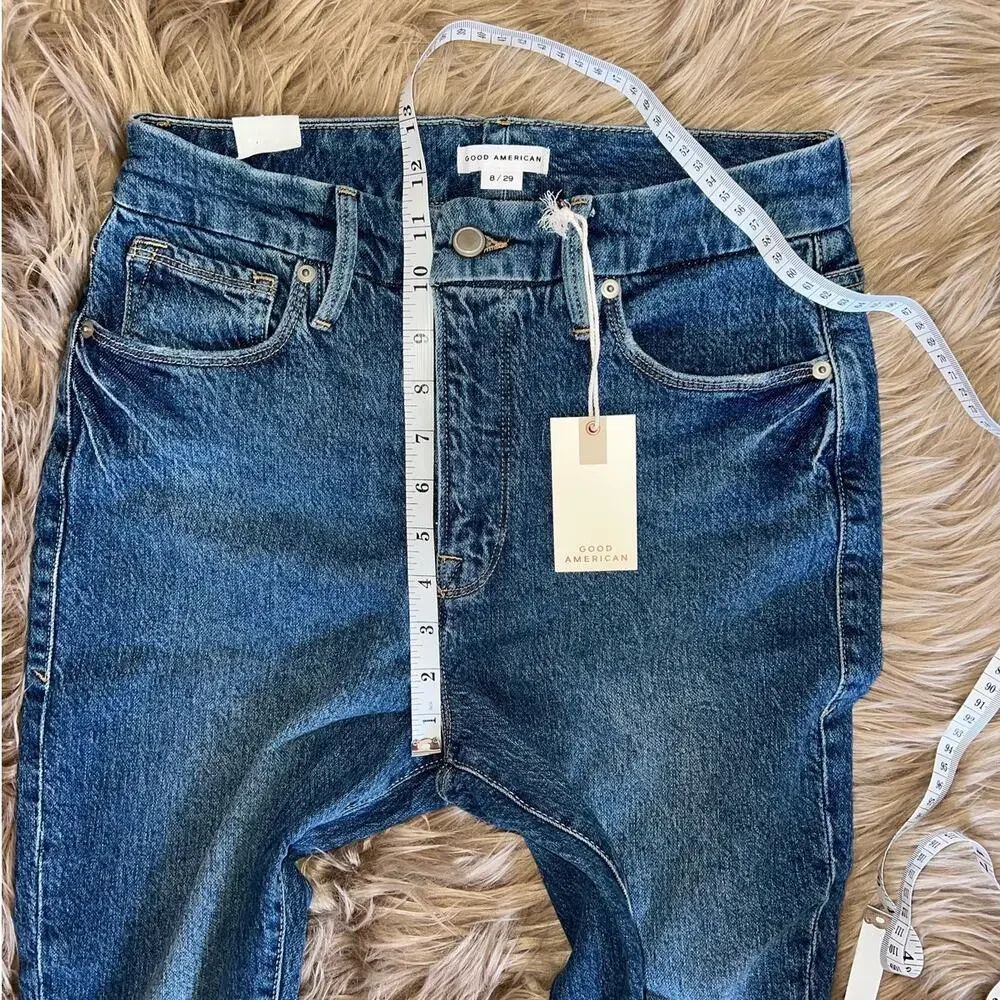 New Good American High Rise Good Classic Raw Hem Jeans size 8/29